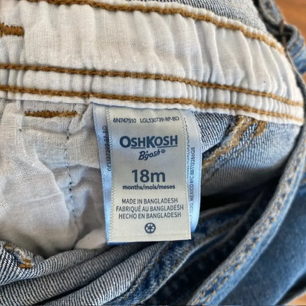 OshKosh B'gosh Blue Jean Denim Overalls - 18M - NWT